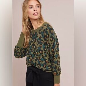 Numph from Anthroplogie Wild Leopard Hi-Lo Sweatshirt Size‎ Small